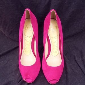 Joan & David Fuchsia Peep Toe Heels